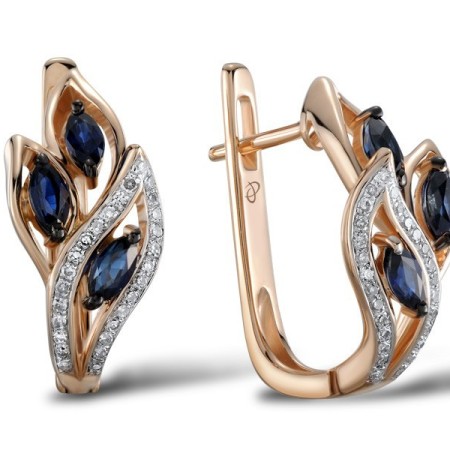 14KRWB Earrings Diamond,Blue Sapphire (E304544SAP14KRWB)