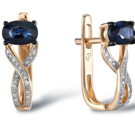 14KRWB Earrings Blue Sapphire,Diamond (E304546SAP14KRWB)