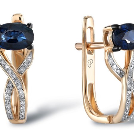 14KRWB Earrings Blue Sapphire,Diamond (E304546SAP14KRWB)