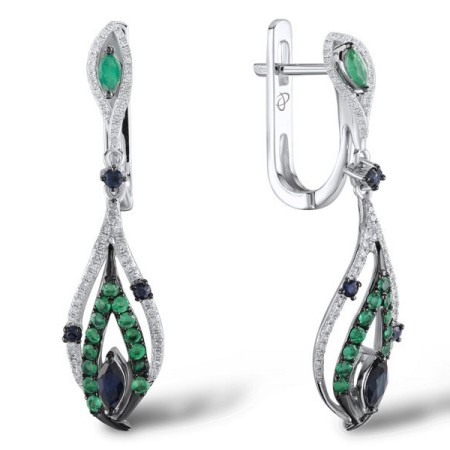 14KWB Earrings Blue Sapphire,Diamond,Emerald (E304549EMS14KWB)