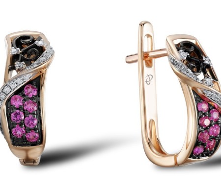 14KRWB Earrings Diamond,Pink Sapphire (E304560PIS14KRWB)
