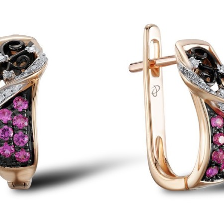 14KRWB Earrings Diamond,Pink Sapphire (E304560PIS14KRWB)