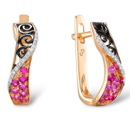 14KRWB Earrings Diamond,Pink Sapphire (E304561PIS14KRWB)