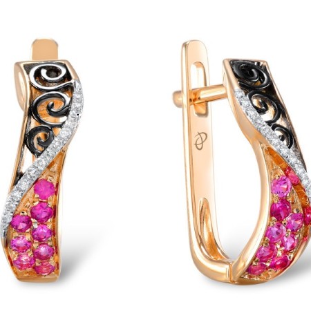 14KRWB Earrings Diamond,Pink Sapphire (E304561PIS14KRWB)