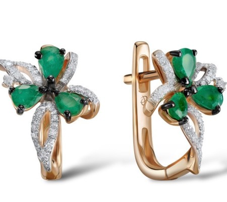 14KRWB Earrings Diamond,Emerald (E304580EMR14KRWB)