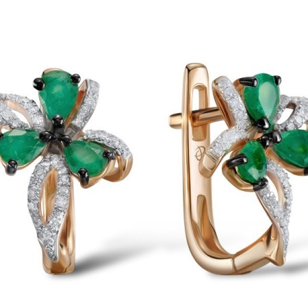 14KRWB Earrings Diamond,Emerald (E304580EMR14KRWB)