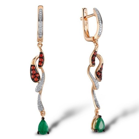 14KRWB Earrings Orange Sapphire,Diamond,Emerald (E304582EOS14KRWB)