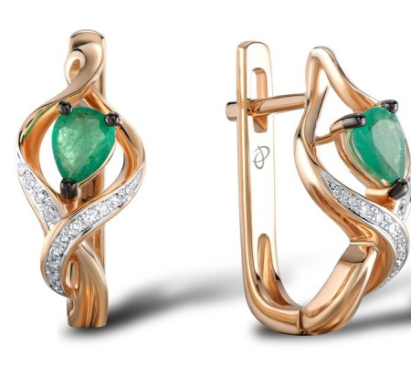 14KRWB Earrings Emerald,Diamond (E304584EMR14KRWB)