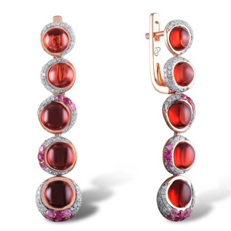 14KRW Earrings Diamond,Garnet,Pink Sapphire (E304618GPS14KRW)