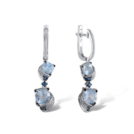 14KWB Earrings Blue Topaz (Sky Blue),Blue Topaz (Swiss Blue),Diamond,London Blue Topaz (E304622BKLT14KWB)