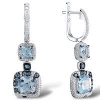 14KWB Earrings Blue Topaz (Sky Blue),Diamond,London Blue Topaz (E304624BLK14KWB)