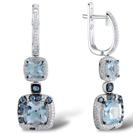14KWB Earrings Blue Topaz (Sky Blue),Diamond,London Blue Topaz (E304624BLK14KWB)