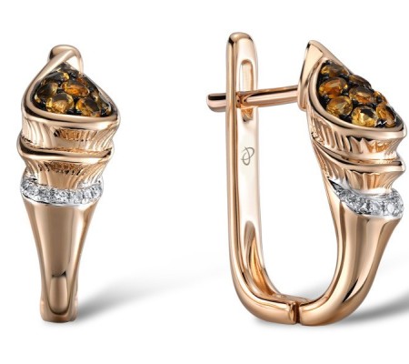 14KRWB Earrings Citrine,Diamond (E304625CIT14KRWB)