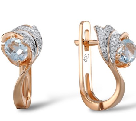 14KRWB Earrings Diamond,Blue Topaz (Sky Blue) (E304630BKT14KRWB)