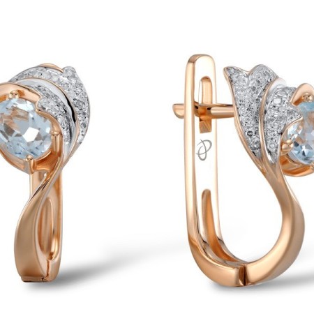 14KRWB Earrings Diamond,Blue Topaz (Sky Blue) (E304630BKT14KRWB)