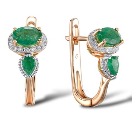 14KRW Earrings Emerald,Diamond (E304660EMR14KRW)