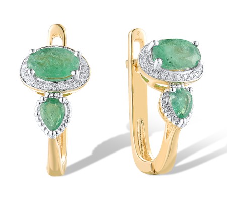 14KYW Earrings Diamond,Emerald (E304660EMR14KYW)