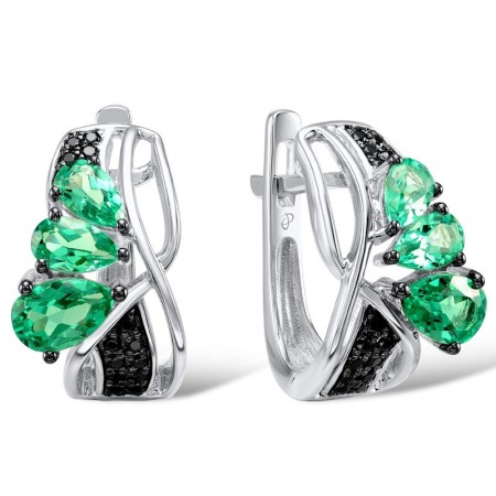 Sterling Silver Earrings Black spinel,Green Spinel (E304689BGSSL925)