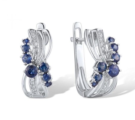 14KW Earrings Blue Sapphire,Diamond (E304697SAP14KW)