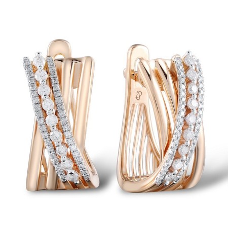 Sterling Silver w/ Rose Plating Earrings White Cubic Zirconia (E304794WCZSR925)