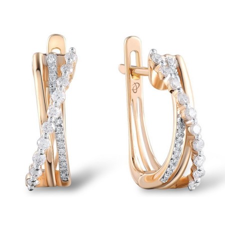 Sterling Silver w/ Rose Plating Earrings White Cubic Zirconia (E304800WCZSR925)