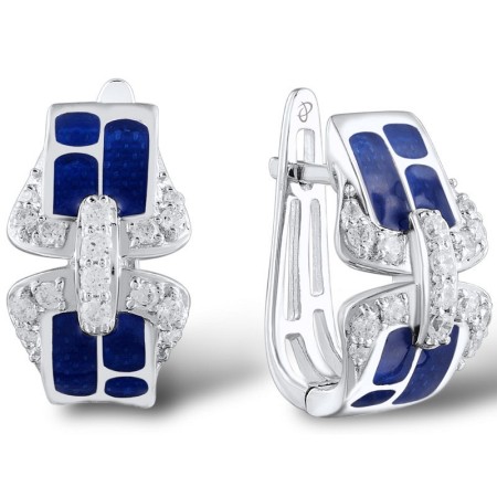 Sterling Silver Earrings Enamel,White Cubic Zirconia (E304824ENASL925)