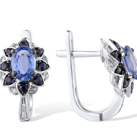 14KWB Earrings Blue Sapphire,Ceylon Sapphire,Diamond (E304841CSS14KWB)