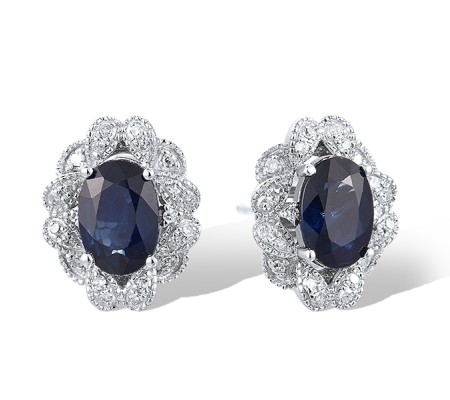 14KW Earrings Blue Sapphire,Diamond (E304843ASAP14KW)