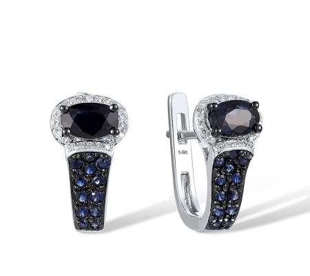 14KWB Earrings Blue Sapphire,Diamond (E304846SAP14KWB)
