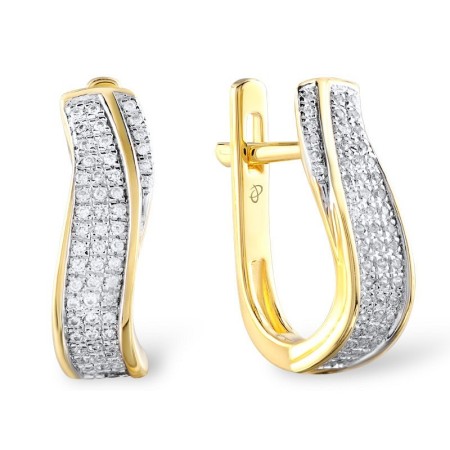 Sterling Silver w/ Yellow Plating Earrings White Cubic Zirconia (E304876WCZSY925)