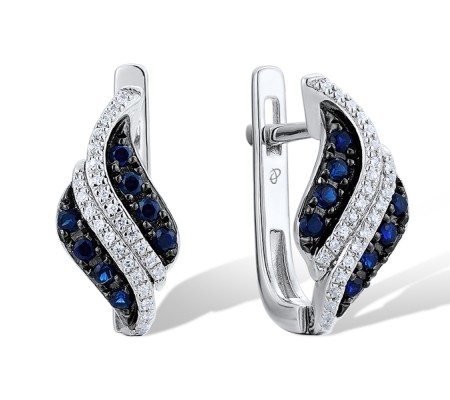 14KWB Earrings Blue Sapphire,Diamond (E304954SAP14KWB)