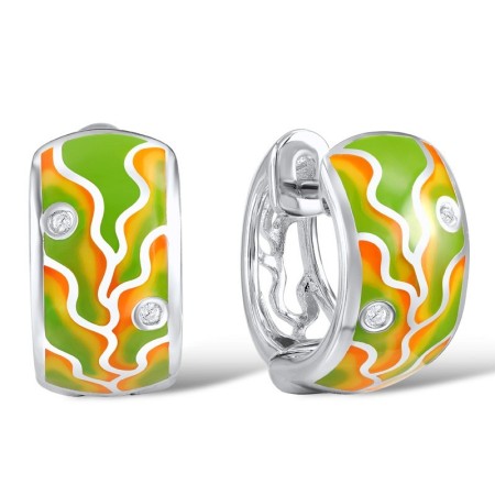 Sterling Silver Earrings Enamel,White Cubic Zirconia (E305001ENA1SL925)