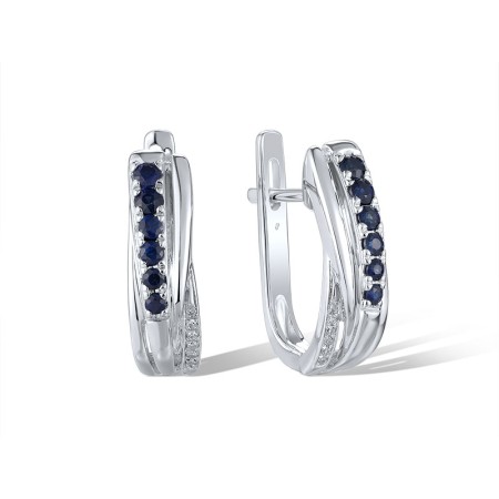 14KW Earrings Diamond,Blue Sapphire (E305022SAP14KW)