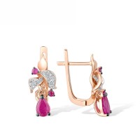 14KRWB Earrings African Ruby,Diamond,Ruby (E305027ARR14KRWB)