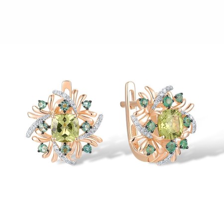 14KRWB Earrings Diamond,Emerald,Peridot (E305033EPR14KRWB)