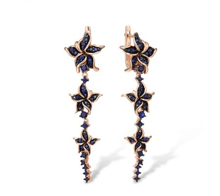 Sterling Silver w/ Rose Plating Earrings Blue Nano Cubic Zirconia,White Cubic Zirconia (E305034CRSZSR925)