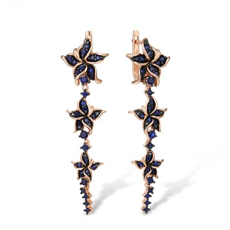 Sterling Silver w/ Rose Plating Earrings Blue Nano Cubic Zirconia,White Cubic Zirconia (E305034CRSZSR925)