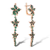 Sterling Silver w/ Rose Plating Earrings Green Spinel,White Cubic Zirconia (E305034GSZSR925)