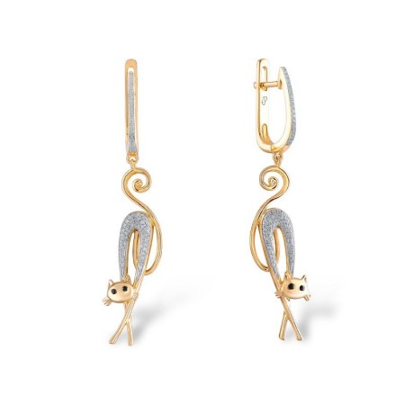 Sterling Silver w/ Rose Plating Earrings Black spinel,White Cubic Zirconia (E305054BSNZSR925)