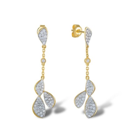 Sterling Silver w/ Yellow Plating Earrings White Cubic Zirconia (E305083WCZSY925)