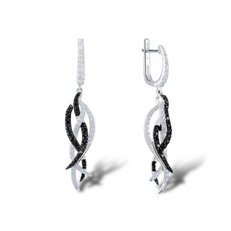 Sterling Silver Earrings Black spinel,White Cubic Zirconia (E305146BSNZSL925)