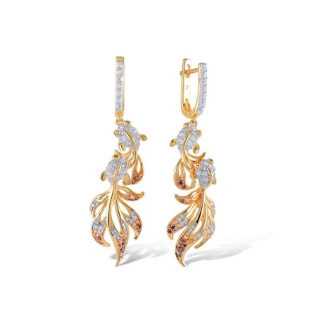 Sterling Silver w/ Rose Plating Earrings Champagne Cubic Zirconia,Garnet Cubic Zirconia,White Cubic Zirconia (E305156CGWZSR925)