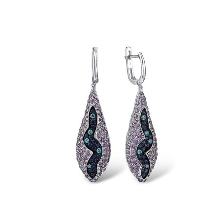 Sterling Silver Earrings Amethyst Cubic Zirconia,Blue Cubic Zirconia,Blue Nano Cubic Zirconia (E305285ABZCSL925)