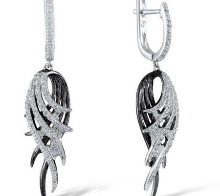 Sterling Silver w/ Black White Plating Earrings White Cubic Zirconia (E305322WCZSK925)