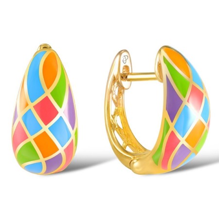 Sterling Silver w/ Yellow Plating Earrings Enamel (E305410AENA1SY925)