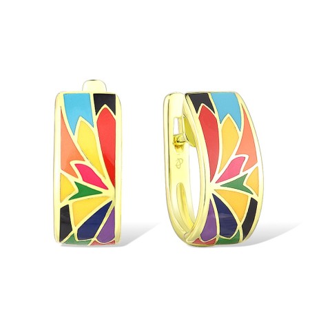 Sterling Silver w/ Yellow Plating Earrings Enamel (E305435ENASY925)