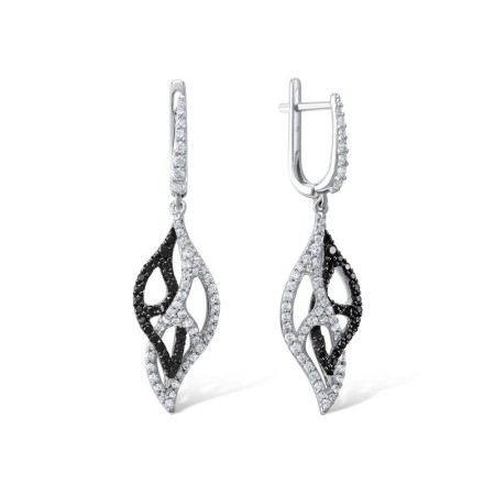 Sterling Silver Earrings Black spinel,White Cubic Zirconia (E305568BSNZSL925)