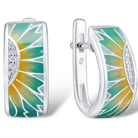 Sterling Silver Earrings Enamel,White Cubic Zirconia (E305573ENA3SL925)