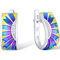 Sterling Silver Earrings White Cubic Zirconia,Enamel (E305573ENASL925)