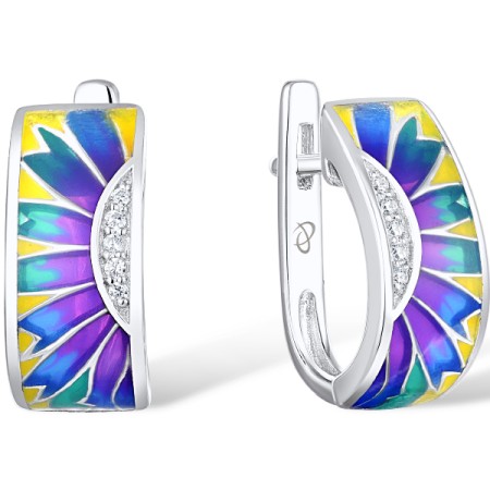 Sterling Silver Earrings White Cubic Zirconia,Enamel (E305573ENASL925)